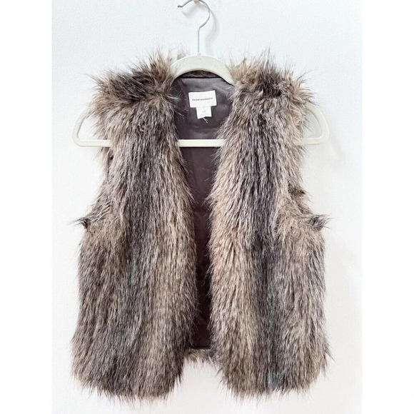 Club Monaco Brown Faux Fur Vest Small Women's Lined Retail $198 - Picture 1 of 10